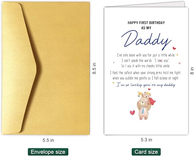Chenive Happy First Birthday As My Daddy Card, Sentimental New Dad Birthday Card, Bear Themed 1st Daddy Birthday Card from Baby