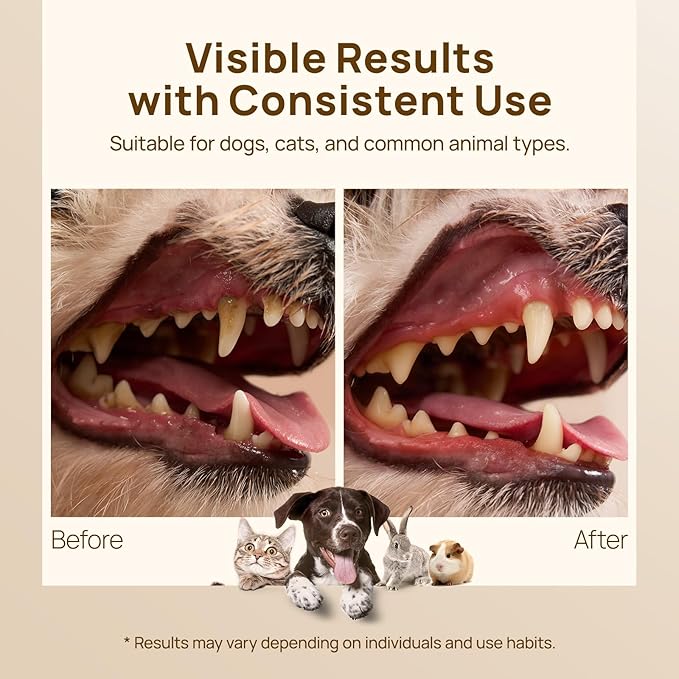 HICC PET Pro Dog Teeth Cleaning Wipes, Vet-Recommended Finger Toothbrush for Dogs & Cats, No-Rinse Dental Care Wipes, Gentle Cleansing & Gum Care, Tooth Brushing Kit Support, 50 Count (Peanut Butter)