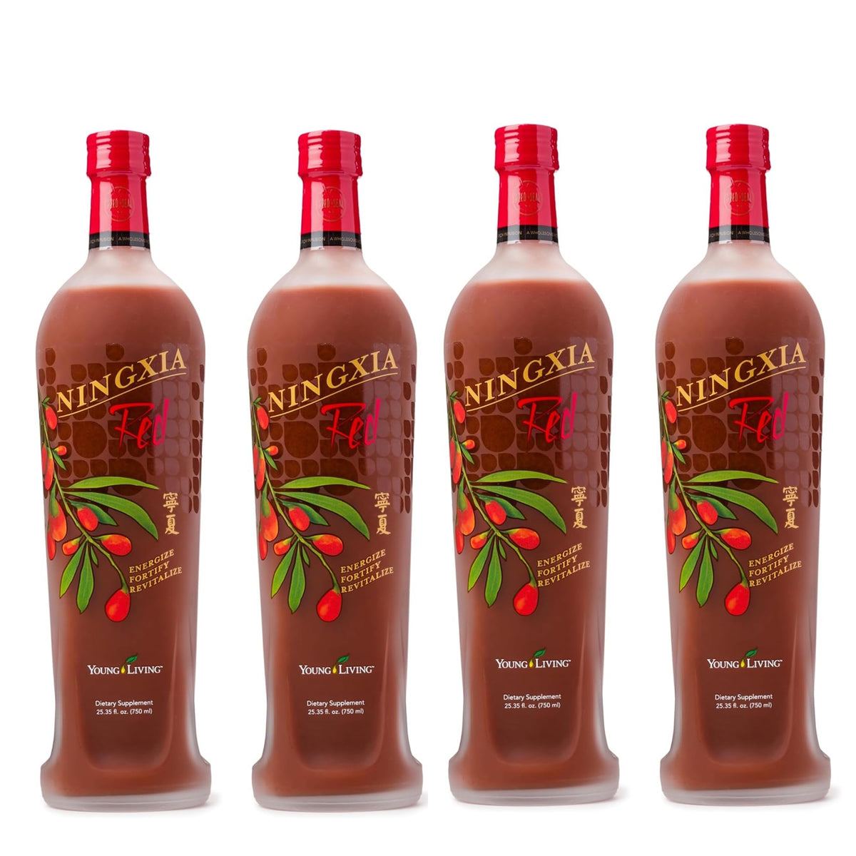 Young Living NingXia Red Antioxidant Drink | 25.35 fl oz | Superfruit with Wolfberry, Blueberry, Pomegranate, Orange, Lemon & Yuzu Essential Oils | 4 Pack