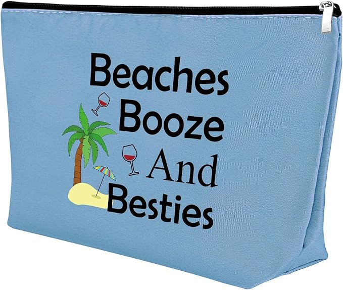 Beach Gifts for Women Friends Makeup Bag Beach Lover Gifts Funny Vacation Gift Seaside Themed Cosmetic Bag for Women Birthday Christmas Graduation Present for Besties Sister Travel Pouch（blue）