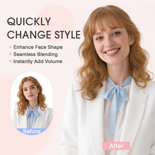 TESS Real Hair Toppers for Women Handmade Lace Base Womens Clip In Hairpieces with Bangs 5 Clips Natural Coverage Soft and Secure 2×6", Light Brown