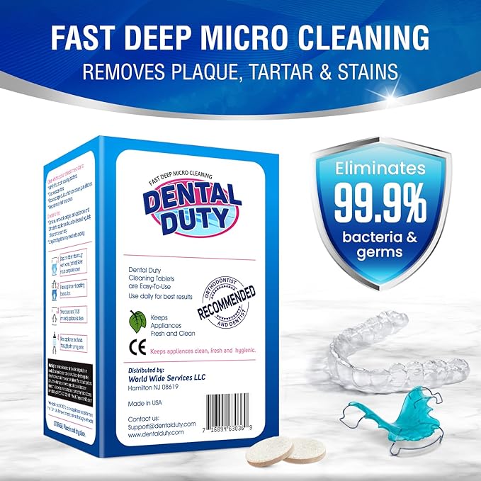 120 units Retainer Cleaner and Denture Cleaning Tablets - Mouthguard cleaner and Denture cleaner tablets Remove Plaque, Odors and Stains from Aligners, Night guard and Removable Dental Appliances