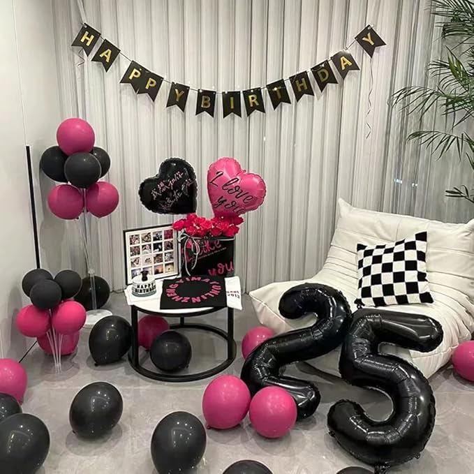 40 inch Black 5 Number Balloon Giant Foil Helium Balloons Black Large Digital Balloon 5 Number 5 Balloons for 5th Birthday Party Decorations Anniversary Events Decoration Supplies
