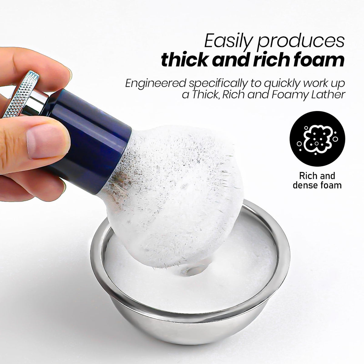 Doladaes Shaving Brush for Men, Shave Brush soft and dense, Stainless Steel Handle,Ultra-Strong Nut Structure,Minimal Shedding, Fast Lather,The best shave of your life! Blue Pearl