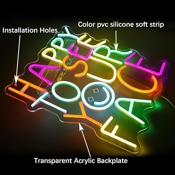 LED HAPPY TO SEE YOUR FACE Sign - Classroom Decor Inclusive Wall Decoration Welcome Gift Teacher Present for Primary Schools and Kindergartens - Birthday (14.2"12.6")