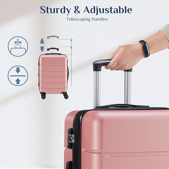 OLIXIS 29 Inch Luggage, Hardside Checked Suitcase with Spinner Wheels, Lightweight ABS Hard Shell Travel Luggage, TSA Approved Lock, Expandable Large Suitcase for Business & Travel–Pink