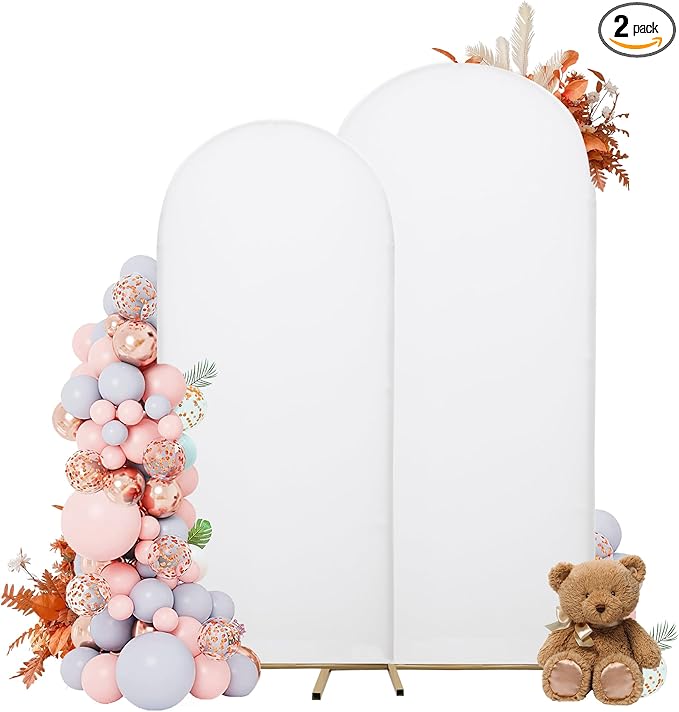 Arch Covers,Arch Backdrop Stand Fitted Cover for Wedding Birthday Party Ceremony Banquet Decoration(7.2FT&6FT,White,Cover Only)