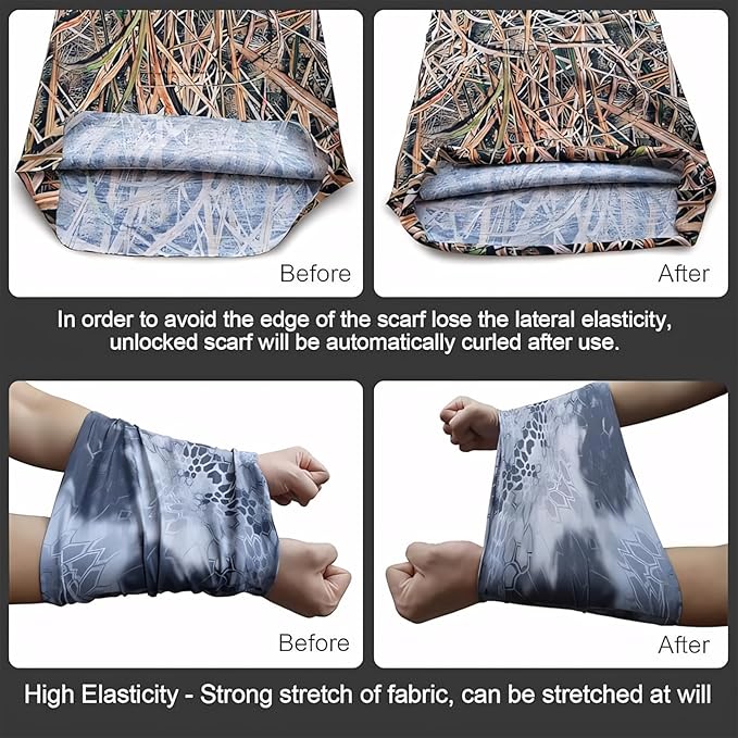 WTACTFUL 2-Pack Camouflage Face Mask Bandana for Men Women - Breathable, Seamless, Moisture Wicking & Versatile