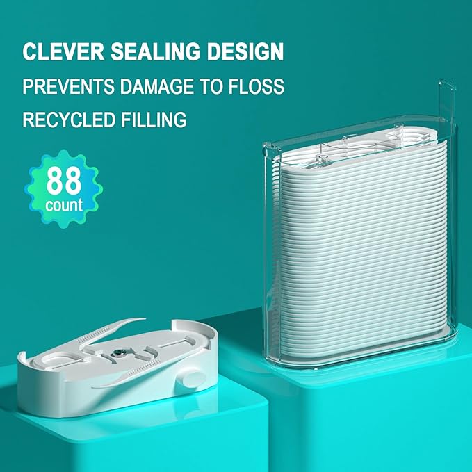 Holy Rose Dental Floss Dispenser 2 Box, Floss Picks Micro Portable Case 2 Boxs,with Adults Floss Sticks 196 Count,Flossers Toothpicks Sealed Storage Perfect forFamily,Hotel,Travel for Clean Teeth.