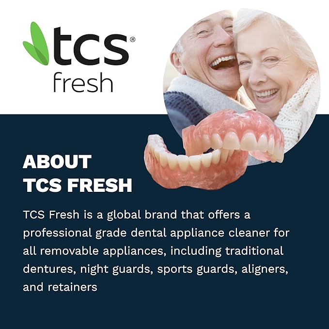 TCS Fresh Dental Appliance Cleaner, 24 Count Professional Strength Concentrated Cleanser Powder - Flexible Partial Cleaners, Denture Cleaner & Dental Night Guard Cleaner, Mint Flavor (6 Month Supply)