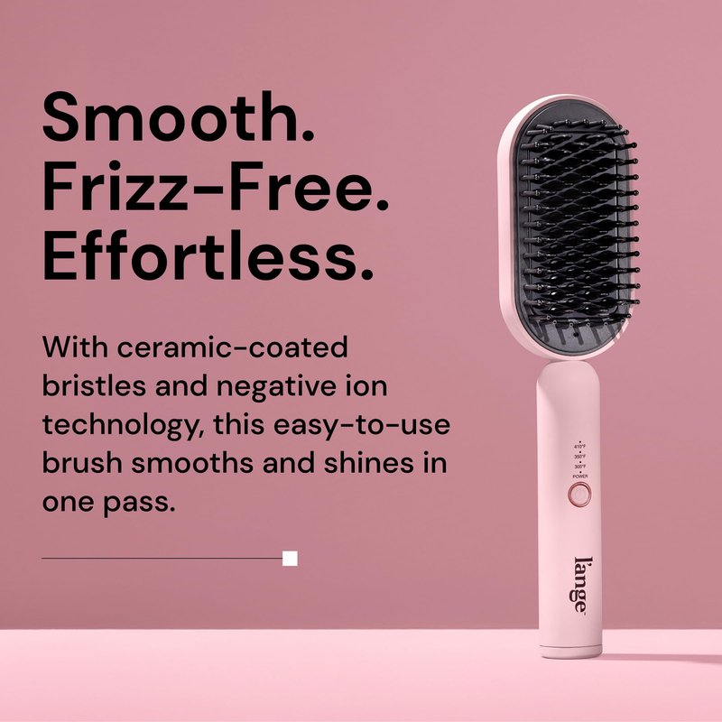 L'ANGE HAIR Mane Pass Straightening Hot Brush | Hair Straightening Brush with Ceramic Bristles & Negative Ion Technology | Adjustable Temp | Auto Shut-Off & Dual Voltage | (Blush)