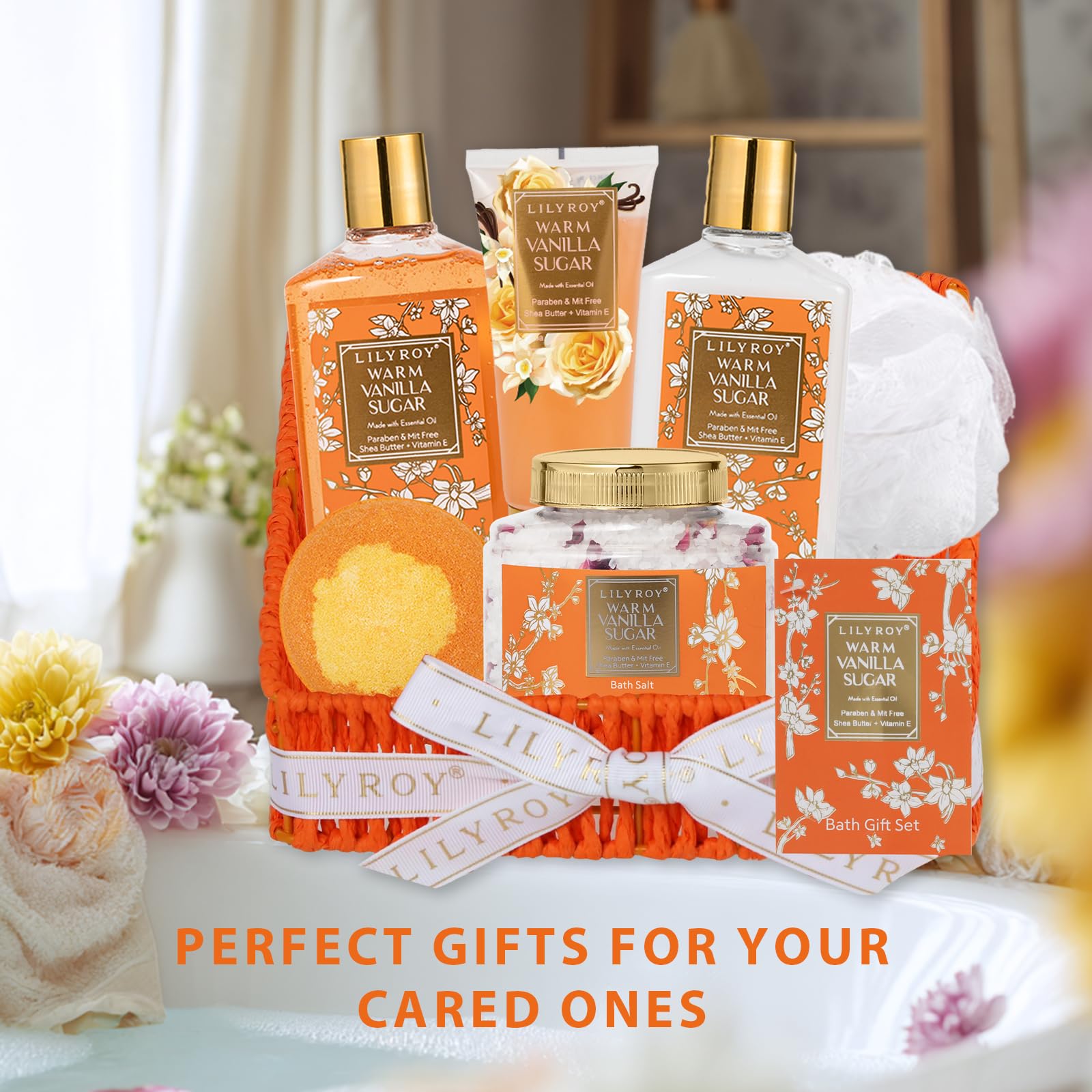 7Pcs Spa Gifts Skin Care Set - Luxurious Vanilla Spa Gift Baskets for Women