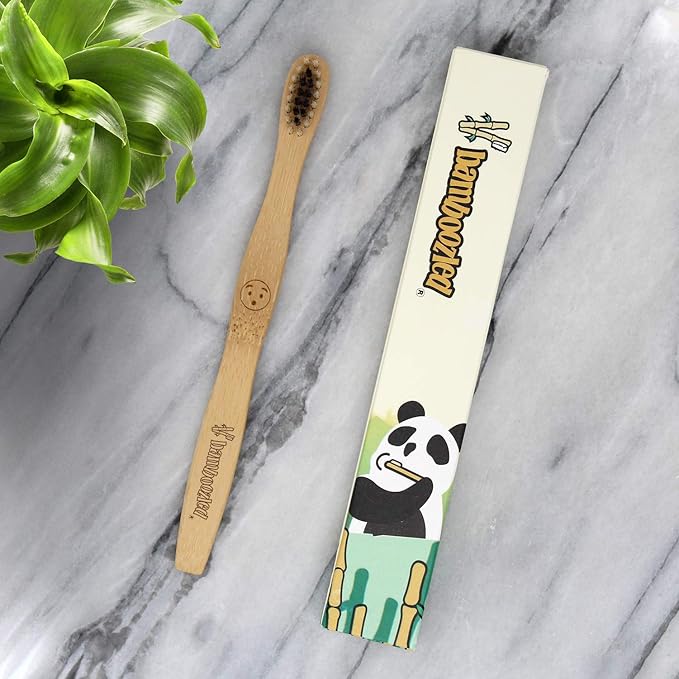 Bamboozled | Kids Bamboo Toothbrush | Child Size, Biodegradable Handle | BPA Free, Charcoal Infused Soft Bristles | Set of 6 | The Natural Way to Whitening Your Teeth