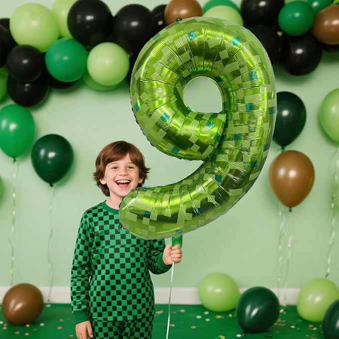 Green Number Balloons, Gaint Green Pixel Number 0 Balloon 40 Inch Dark green 0 Balloon for Boys Girls Kids Birthday Party Decoration
