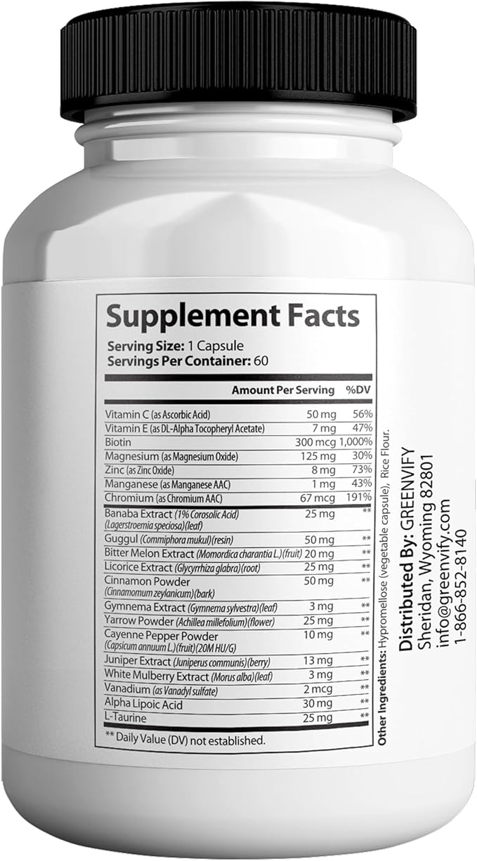 Gluco Guardian Max Advanced Wellness Support Capsules – Vitamin, Mineral, and Herbal Supplement with Magnesium, Vitamin C, Zinc, and Banaba Leaf – Non-GMO, Gluten-Free – 60 Capsules (1)