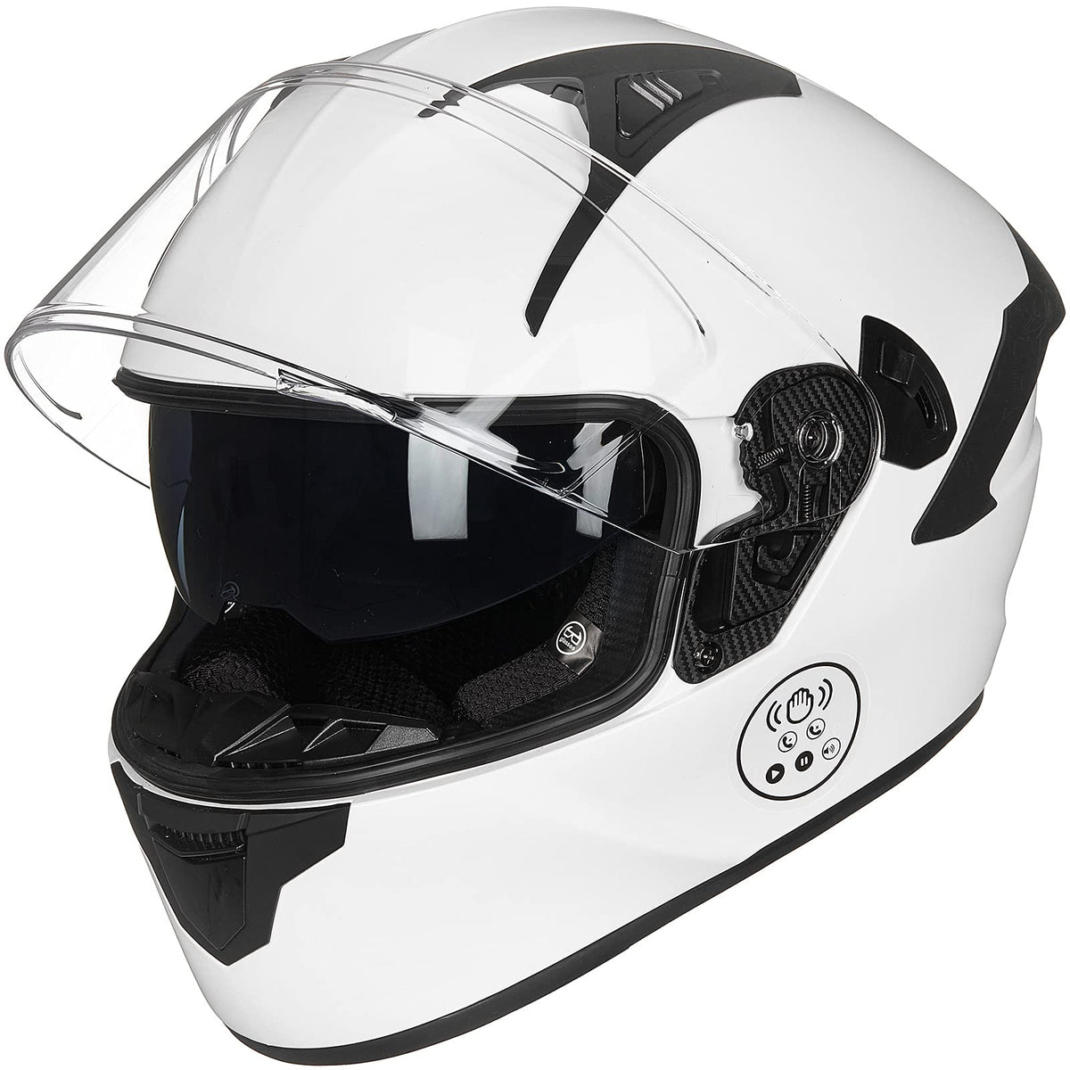 ILM Motorcycle Helmets with Built in Bluetooth Full Face Casco para Moto Dual Visor for Adults Men Women DOT Model-X9(White,M)