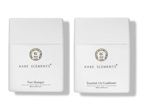 Rare Elements Pure Shampoo & Essential Lite Conditioner Set with Gute Carrying Bag (Three Piece Bundle) 8 oz per unit