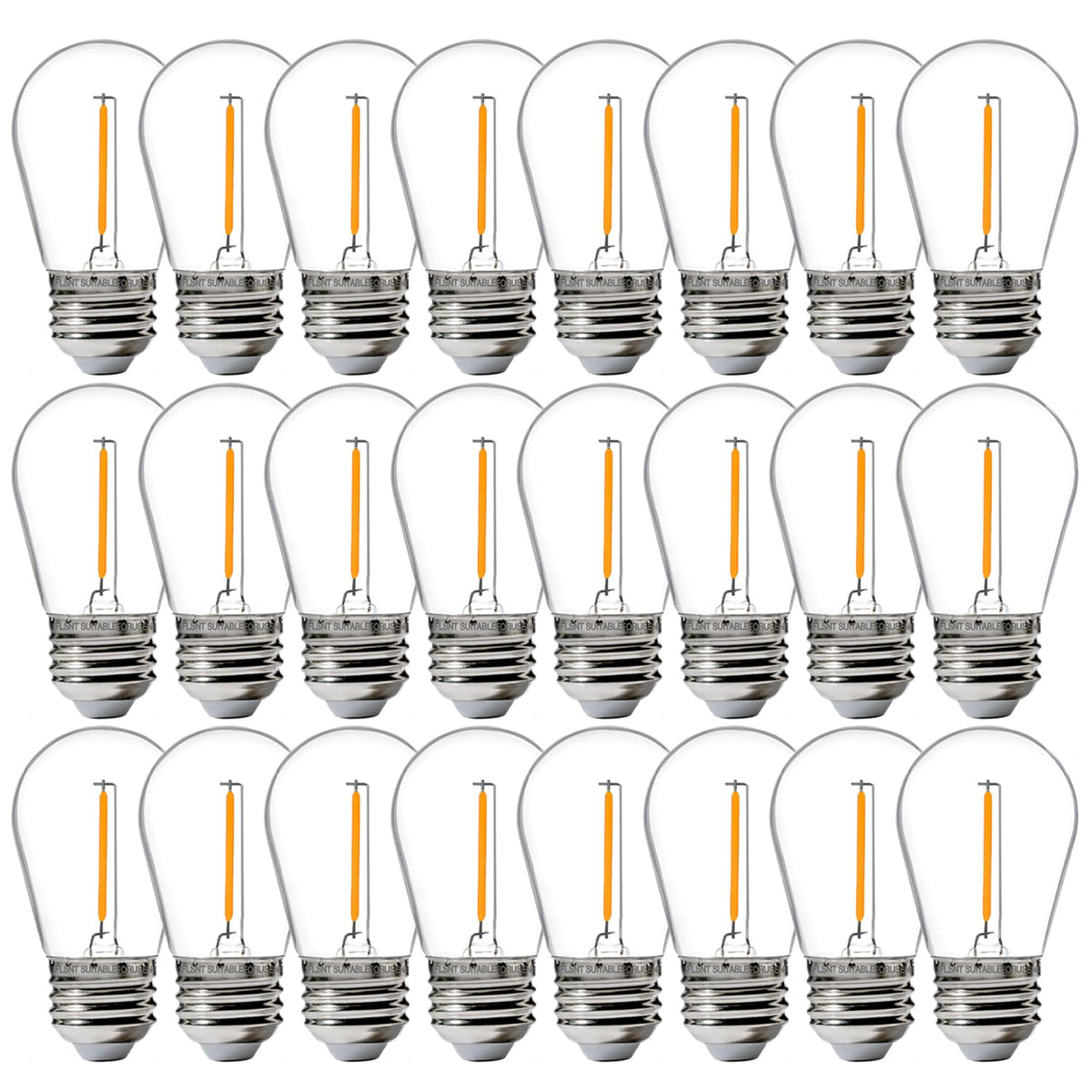 FLSNT 24 Pack LED S14 Replacement Light Bulbs, Shatterproof Waterproof 1W Outdoor String Light Bulbs, E26 Regular Base, 2200K Warm White, CRI80, Non-Dimmable