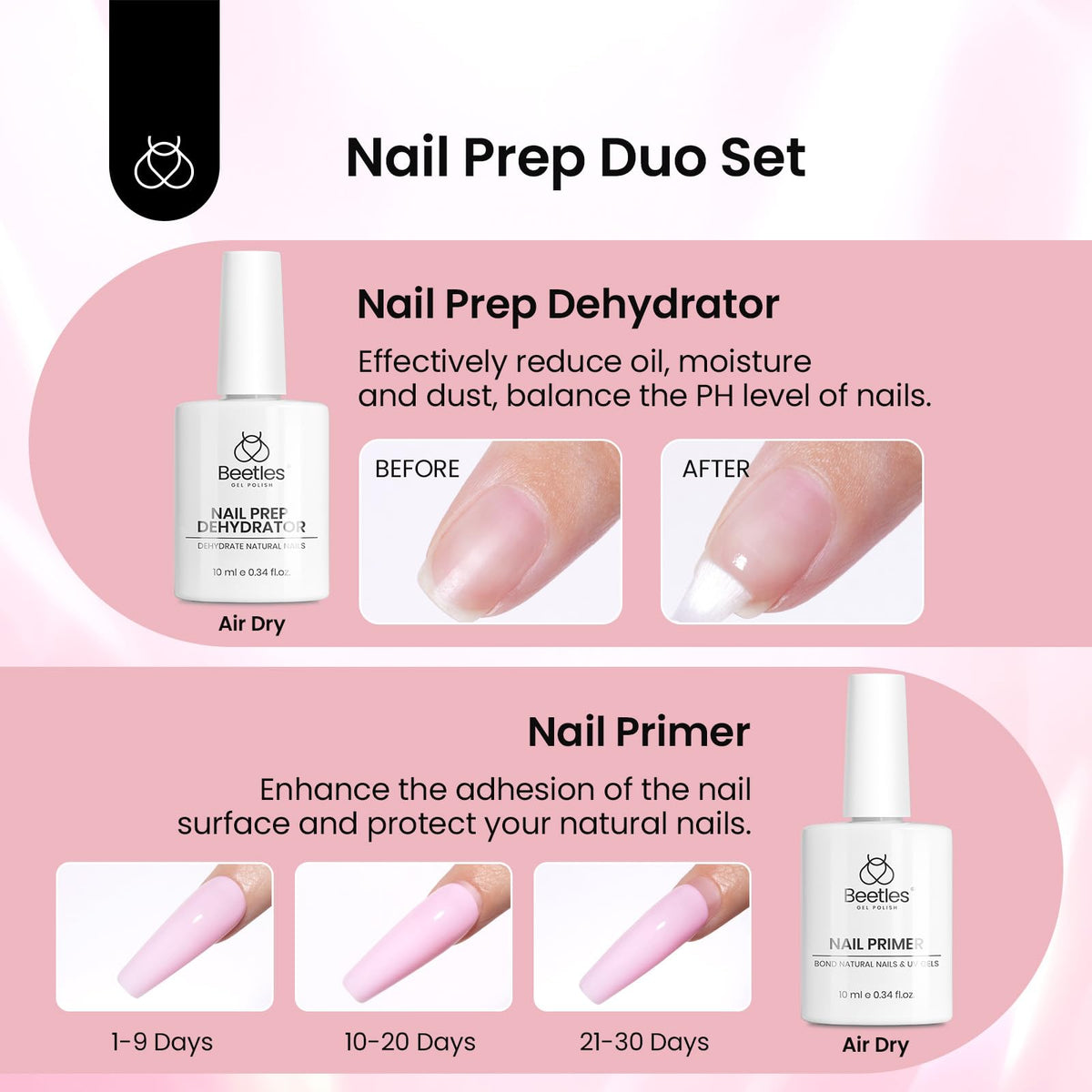 Beetles Gel Nail Kit Short Almond, with Dehydrator and Primer, 576Pcs Half Matte Etch-X Gel Nail Tips Solid Nail Glue Mini Lamp Acrylic Tips Easy DIY Extension Set Gift for Women