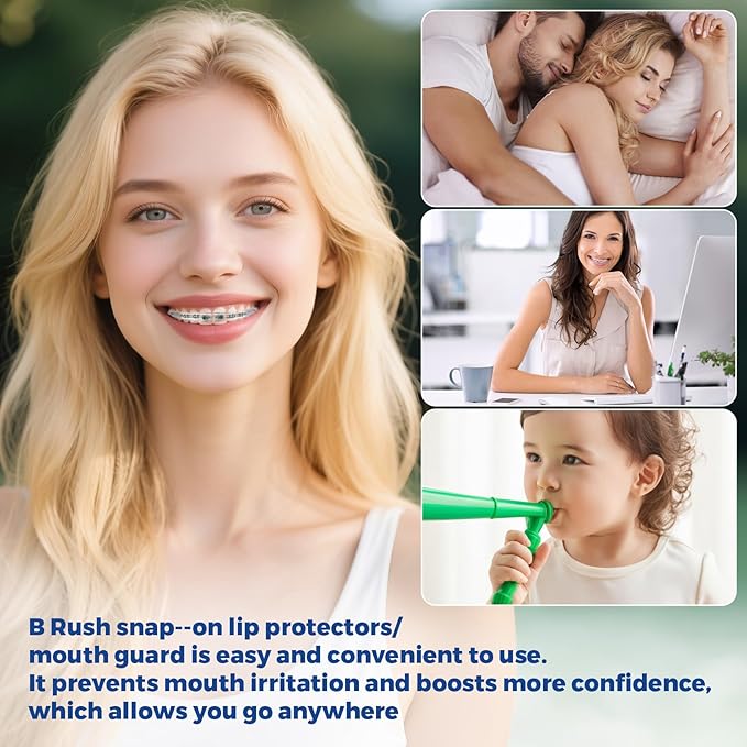 B Rush Comfort Cover for Braces -Orthodontic Lip Bumper, Lip Shield, Mouth Guard for Brackets, Wax Alternative-Dental Lip Protector