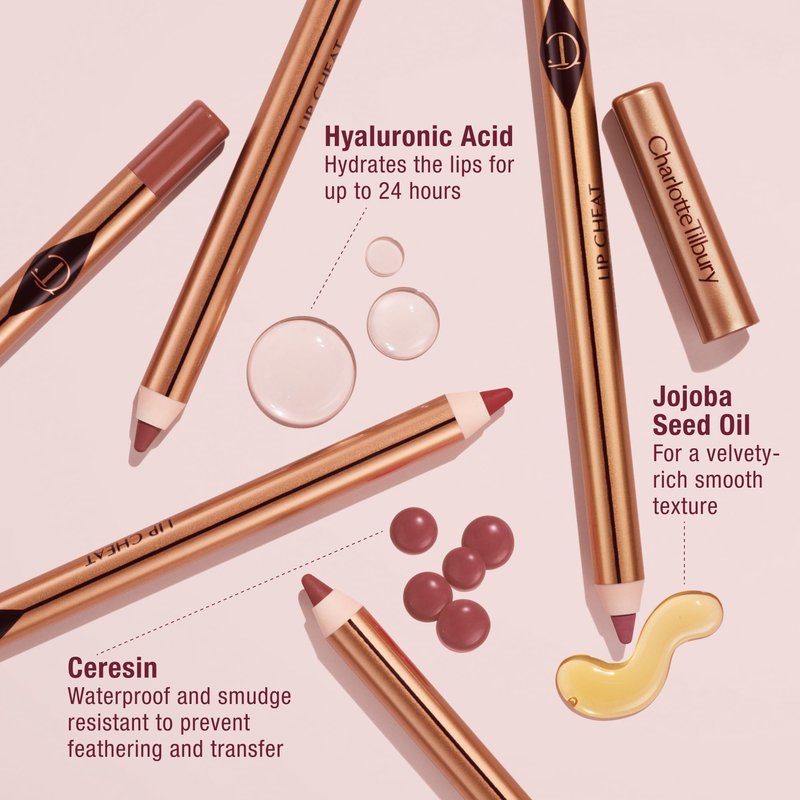 Charlotte Tilbury Lip Cheat Lip Liner Pencil - Creamy Fuller-Looking Lip Pencil with Jojoba Oil & Hyaluronic Acid - Waterproof, Smudge-Proof & Transfer-Proof - 6H Wear - 90's Pink