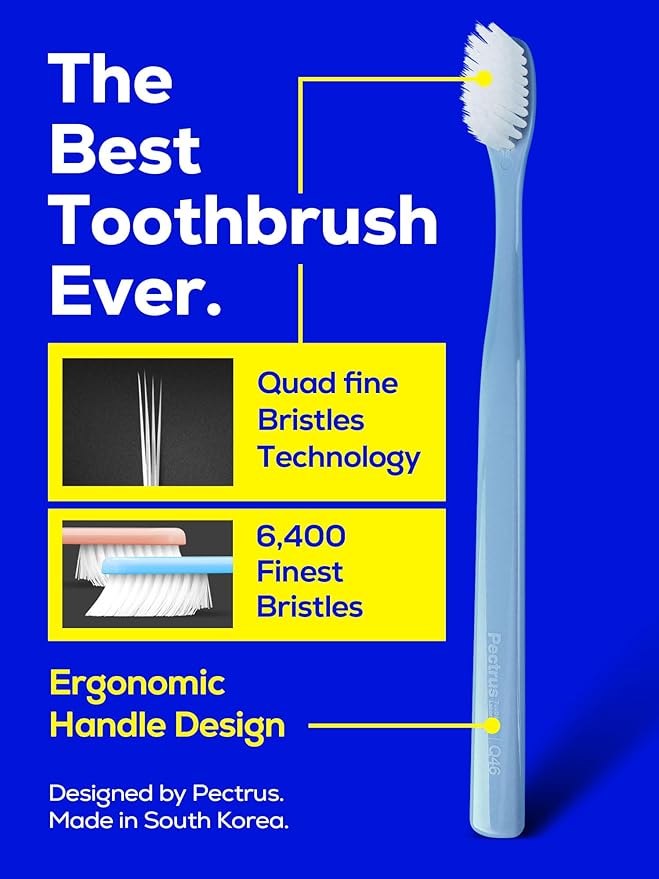 Soft Toothbrush Pack, 5 Count, Advanced Quad-fine Bristles Technology, Tapered Bristles for Sensitive Teeth, Gums & Deep Plaque Removal, Self Flossing Manual Toothbrushes, Assorted Colors
