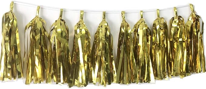 Tissue Paper Tassels Garland Banner Table Decor Party Banner Wedding Birthday Baby Shower Nursery Party Decorations Supplies (20, Gold)