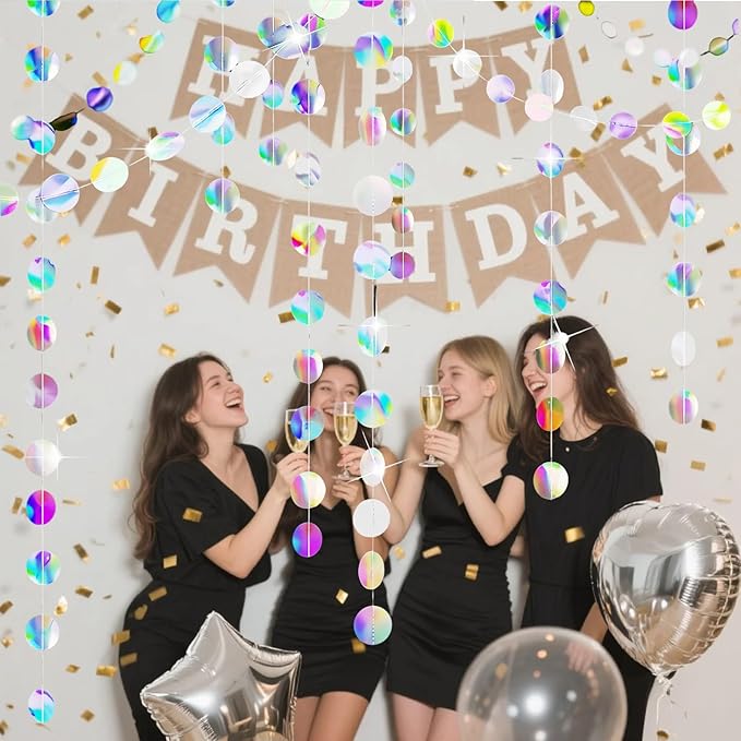52 Feet Star Garland Banner Decorations for Party,Gold Star Hanging Bunting Banner Hanging Glitter Stars Garland Christmas Birthday Decorations (4 Pack Round)