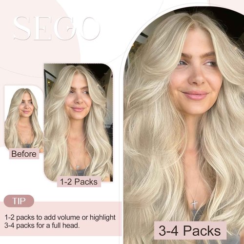 SEGO U Tip Hair Extensions Human Hair, Keratin Bonded & Loop Hair Extensions, K Tip Hot Fusion for Silky Straight Highlights, 1g per Strand, 50 Strands/50g, 22" Platinum blonde
