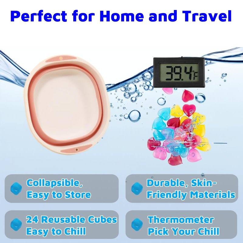 Face Bowl for Ice Bath, Cold Face Plunge Bowl Kit, Foldable Bowl for Face Ice Bath with Reusable Cubes, Portable Cold Plunge Face Bowl, Ice Bowl for Face Cold Plunge Chiller (Blue)