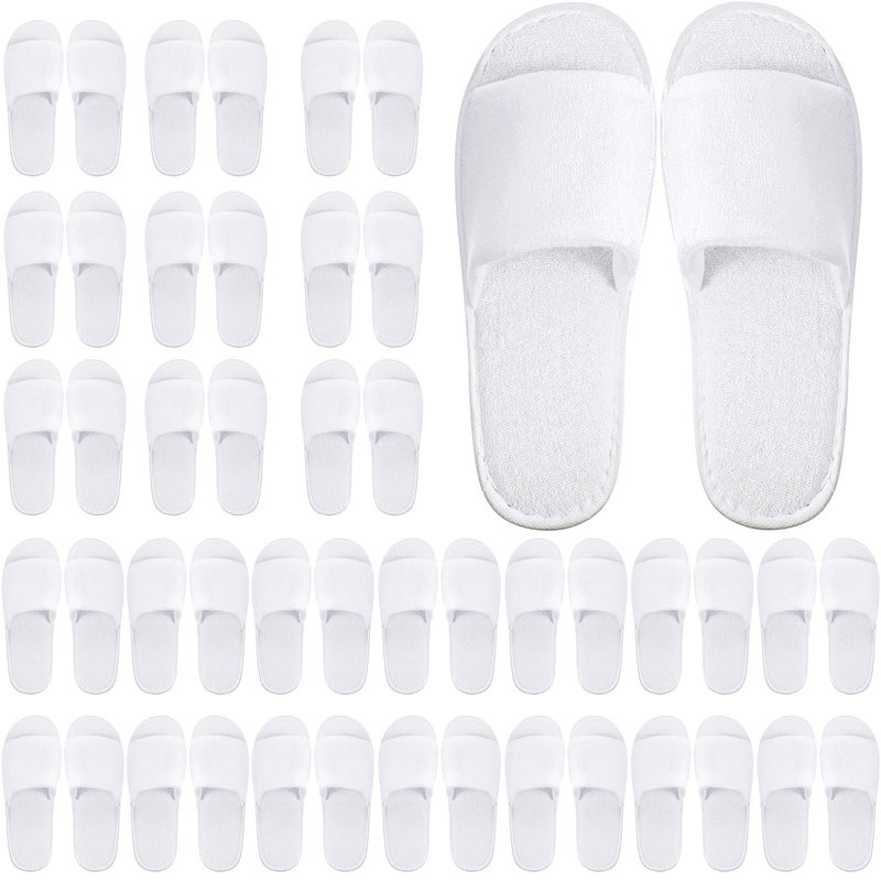 Geyoga 24 Pairs Spa Disposable Slippers Open Toe Non Slip Slippers for Women Men Guests Hotels Home Party Housewarming(White)