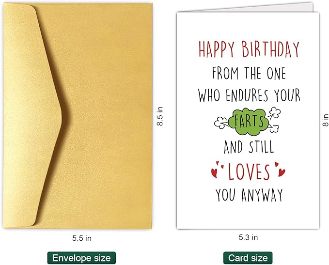Chenive Hilarious Farting Birthday Card for Men Women, Funny Birthday Card for Farter Husband Wife, Humorous Birthday Card for Boyfriend Girlfriend, Endure Your Farts And Still Love You