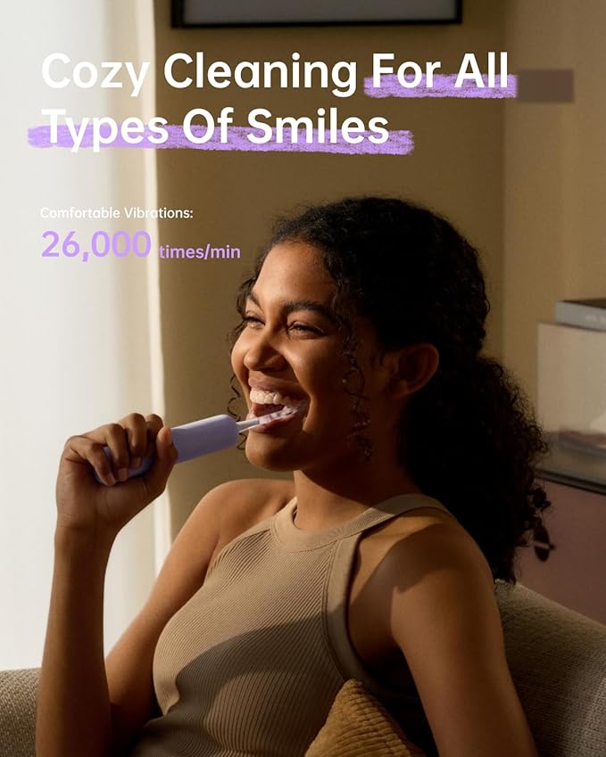 Laifen Wave Special Electric Toothbrush, New 2025 Version Oscillation & Vibration Sonic Electric Toothbrush for Adults with App, 2 Brush Heads, IP68 Waterproof Travel-Friendly (Misty Lavender)
