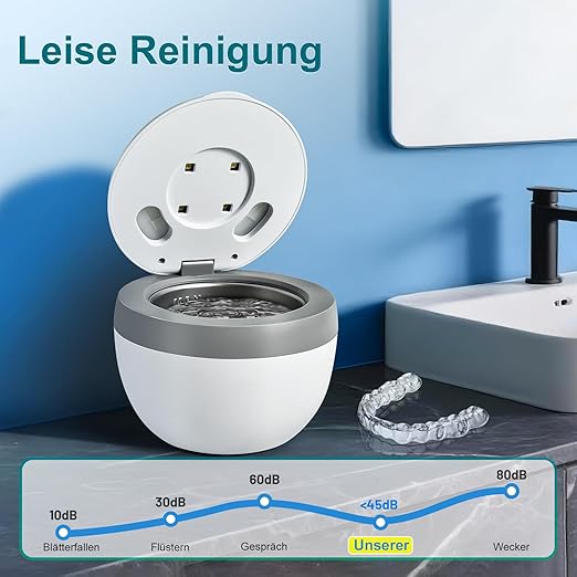 Ultrasonic Retainer Cleaner Machine, 45kHz 200ML Dental Cleaning Pod with 4 Wash Modes, Digital Timer for Denture Cleaner, Aligners, Mouth Guards, Braces, Jewelry & Toothbrush Heads (White)