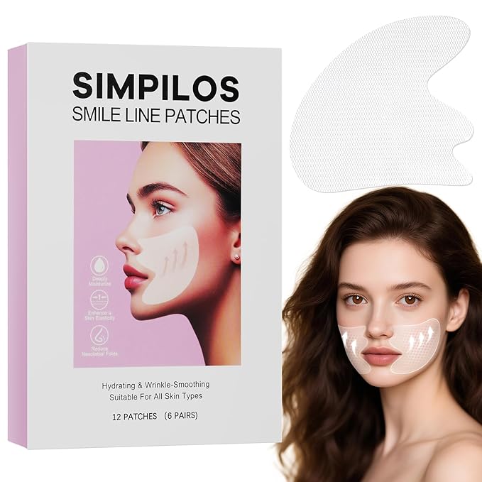 Smile Line Patches, Anti Wrinkle Patches Facial Tapes for Nasolabial Folds, Face Lifting & Face Wrinkle Smoothing Patches - 6 Pairs