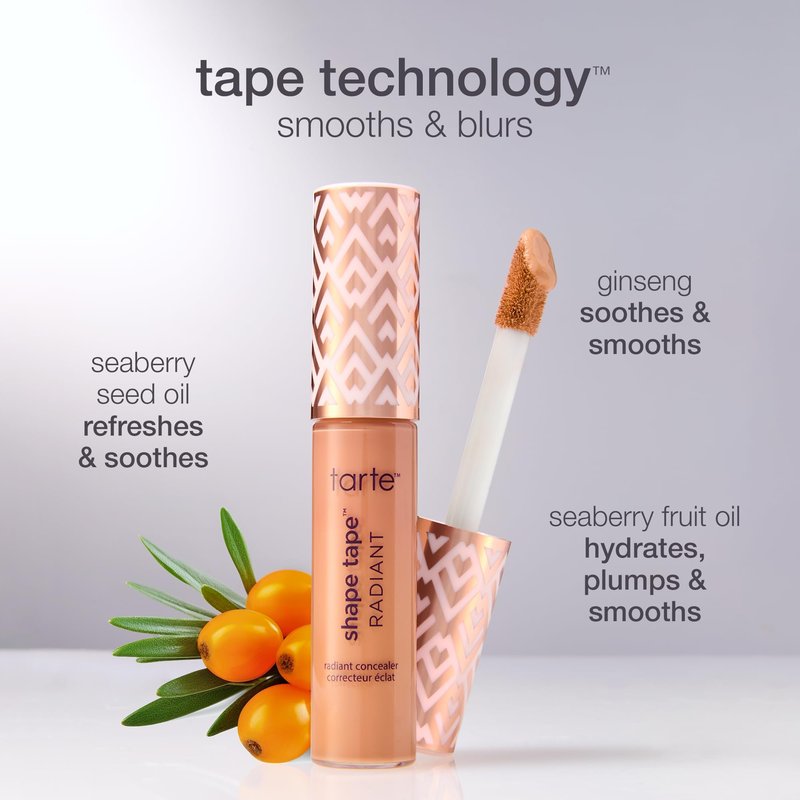tarte shape tape radiant concealer – Medium-Coverage, Hydrating Finish Under Eye Concealer for Dark Circles, Redness & Discoloration, Vegan, Cruelty-Free, travel size, 57N rich
