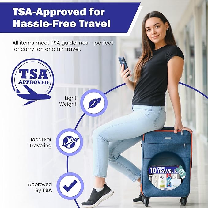 Trektote Bulk Hygiene Kit For Men And Women – (25 Pack) 10 Piece Set Of Travel Size Toiletries, TSA Compliant, Bulk Travel Essentials, Includes Shampoo And Conditioner, Body Wash, Toiletry Bag & More