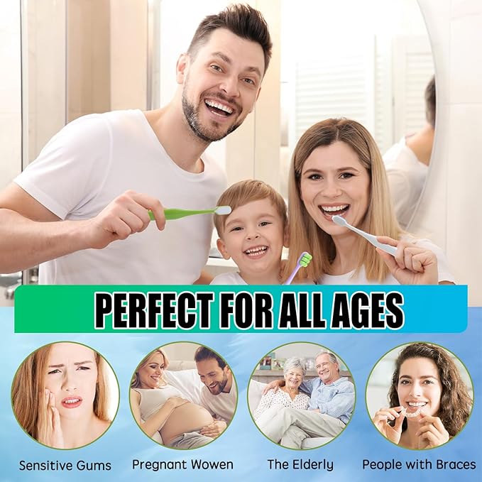 6 Pack Extra Soft Toothbrushes for Adults - 10,000 Ultra Soft Bristles for Sensitive Teeth & Receding Gums | Dentist Recommended Gentle Cleaning | BPA-Free | Dopamine Colors