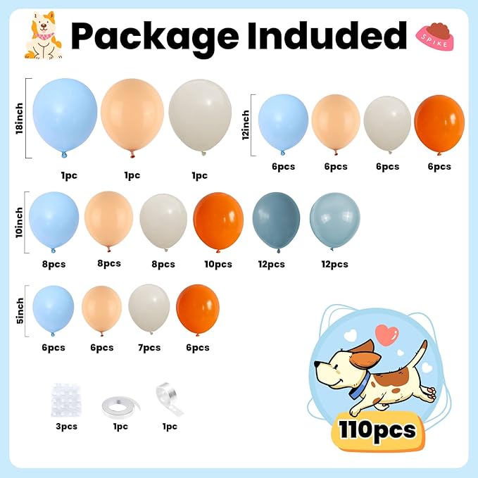 FunHot Orange Blue Balloon Arch Garland Kit, Retro Sea Fog Blue Ivory White Macaron Orange Latex Balloons with Ribbons for Baby Shower Graduation Engagement Kids Birthday Party Decorations