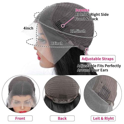 UFHUFH 20 inch Highlight Ombre Lace Front Wig Human Hair 200 Density Honey Blonde Wig Human Hair 13x4 HD 4/27 Deep Wave Lace Frontal Wigs Pre Plucked with Baby Hair