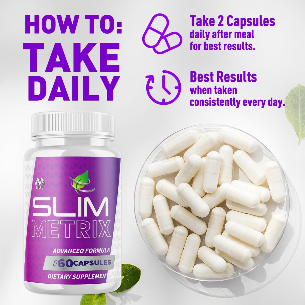Slim Metrix Capsules, Official Slim Metrix Pills with All Natural Ingredients, Advanced Weight Management and Wellness Support Supplement,Maximum Strength Healthy Lifestyle Vitamin Pills (60 Capsules)