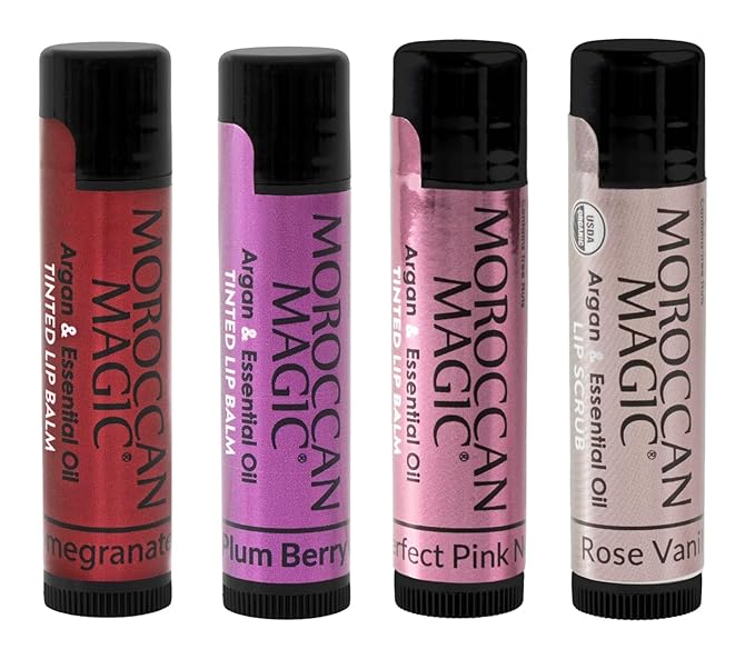 Moroccan Magic Organic Tinted Lip Balm 4 Piece Variety Pack Gift Set