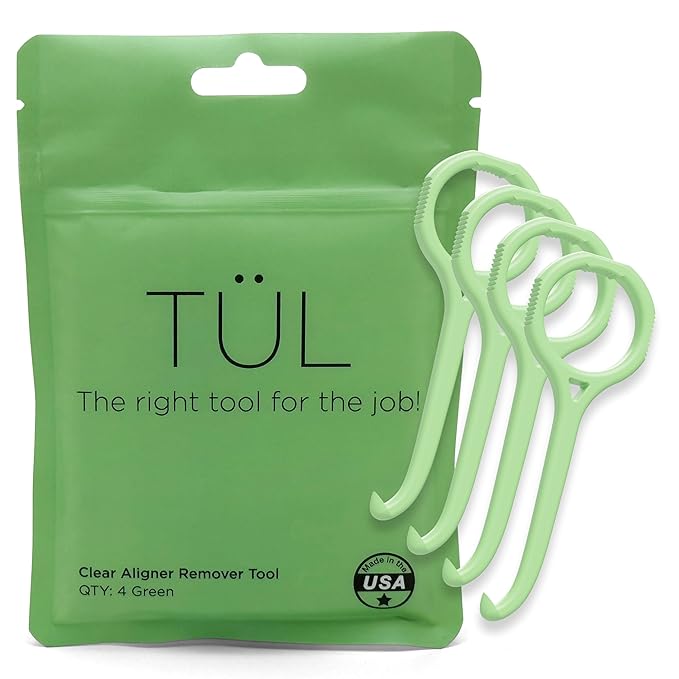 TÜL | Only Invisalign Remover Tool Made in the USA | Lifetime Replacements | Ortho Recommended Aligner Remover Tool & Retainer Remover Tool | Green 4 Pack | Top Invisalign Accessories