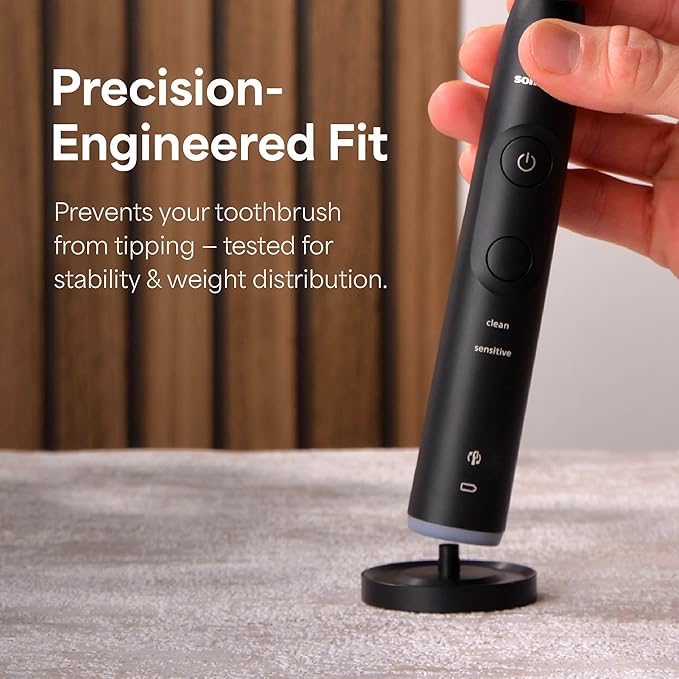 Black Toothbrush Holder Compatible for Philips Electric Toothbrush & Sonicare, Hygienic Drip Capturing Philips Toothbrush Holder for Bathroom, Aluminum Freestanding Philips Toothbrush Stand