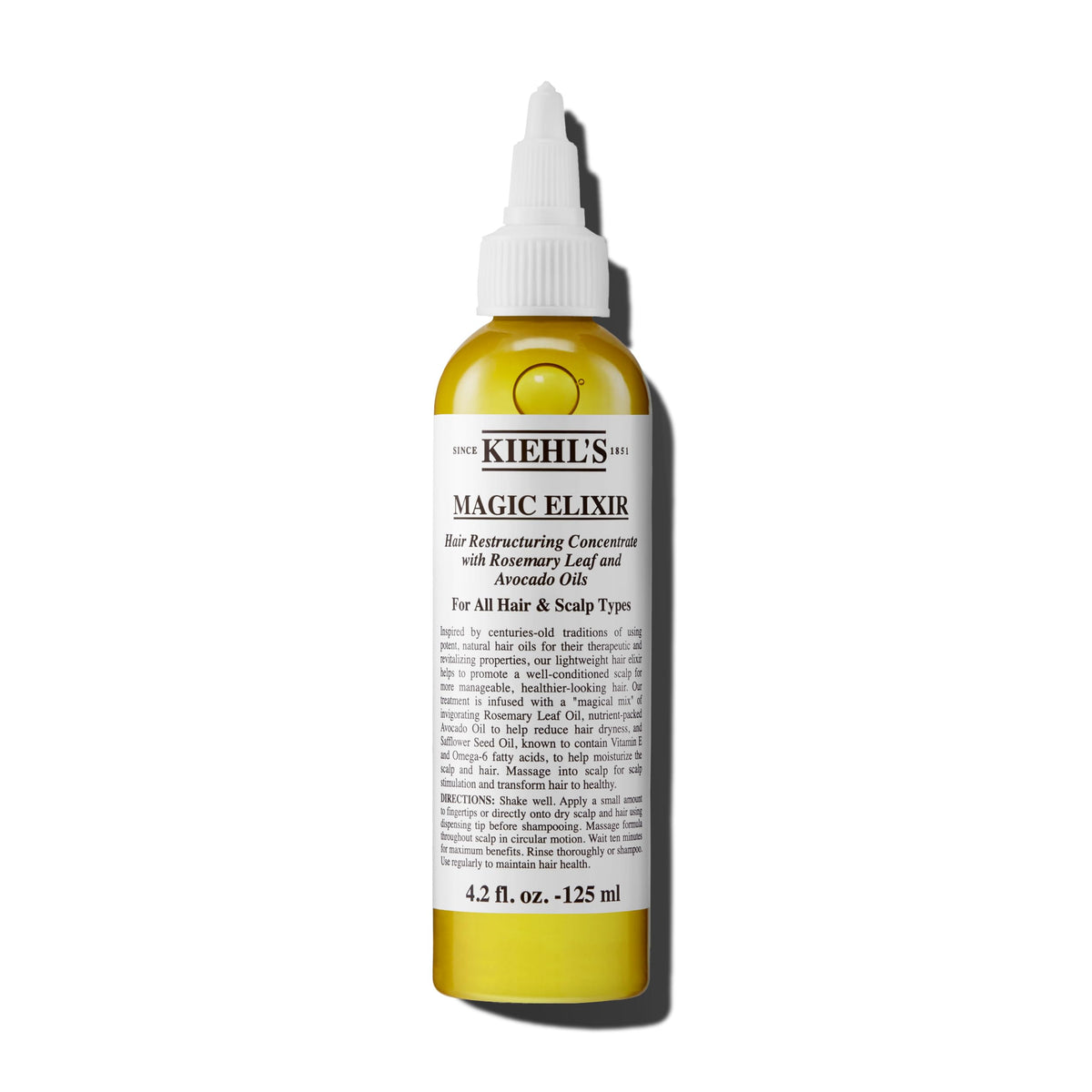 Kiehl's Magic Elixir Scalp and Hair Oil Treatment, Moisturizing Pre-shampoo Treatment, Provides Natural Shine, Softens Hair, with Avocado Oil & Rosemary Oil, Sulfate-free, All Hair Types - 4.2 fl oz