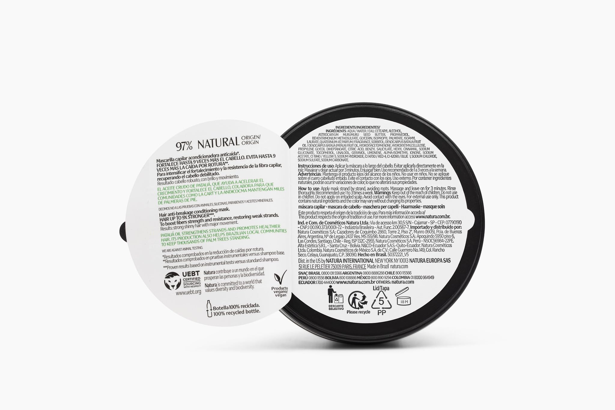 natura Ekos Patauá Strengthening Anti-Breakage Hair Mask - For Weakened, Brittle, Damaged and Dry Hair - Vegan, Not Tested On Animals