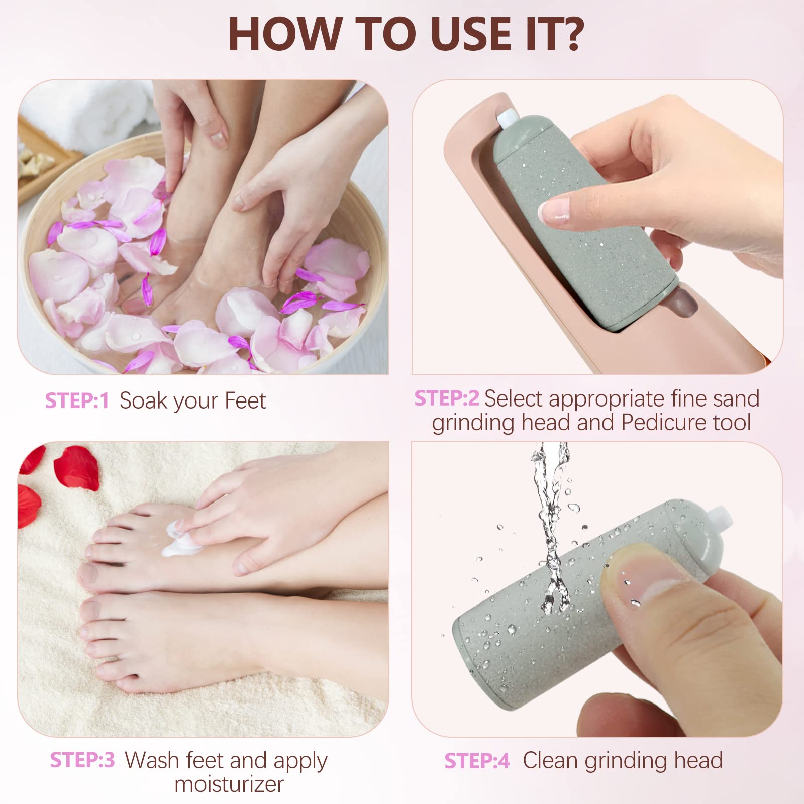 Electric Callus Removers for Feet, Haootadiy Electric Foot Callus Remover Pedicure Kits Rechargeable with12 in 1, Removes Dry Skin for Smoother Feet, Foot Care for Dead Skin Ideal Gift, Assorted