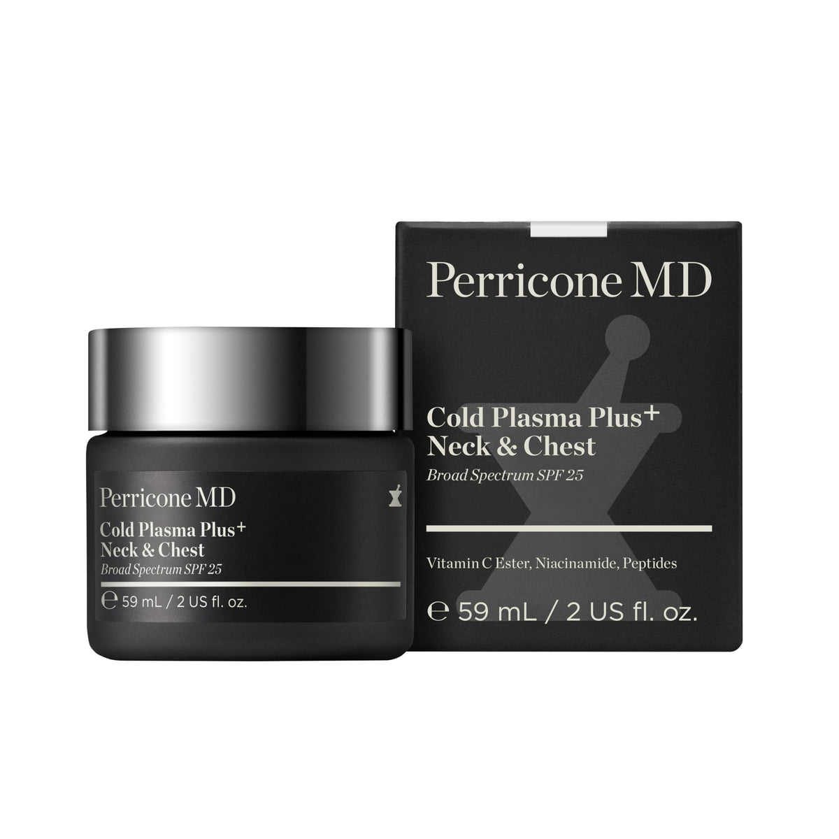 Perricone MD Cold Plasma Plus+ Neck and Chest Broad Spectrum SPF 25 – Neck Firming Cream for Tightening and Firming Sagging Skin – Wrinkle Cream for Crepey Skin & Decollete, 1 fl oz