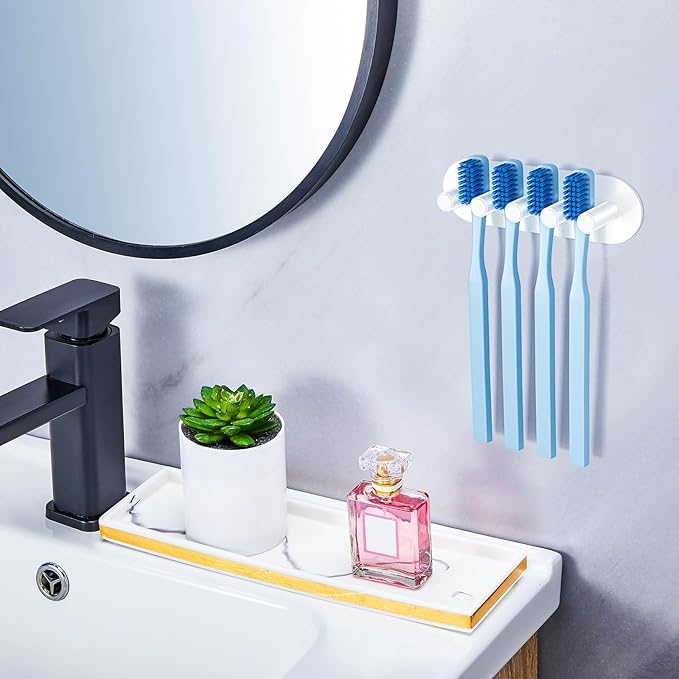 Electric Toothbrush Head Holder, Toothbrush Holders Wall Mounted, Adhesive Tooth Brush Head Holder Organiser, Electric Toothbrushs Holder, Shower Tooth Brushing Holder (White, Large)