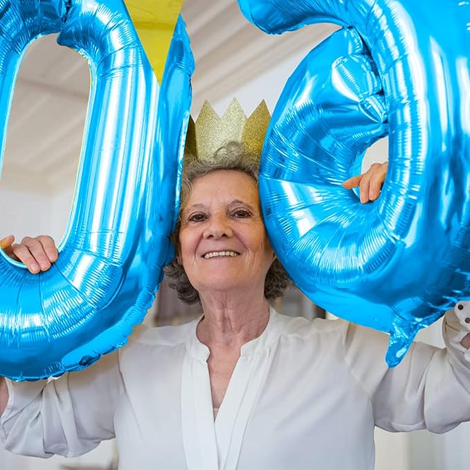 Blue 16 Birthday Balloon Numbers, 40 Inch Large Foil Number 1 & 6 Balloons with Blue Confetti Helium Balloons, 16th 61st Birthday Balloons for Boys Girls Men Anniversary Baby Shower Party Decorations